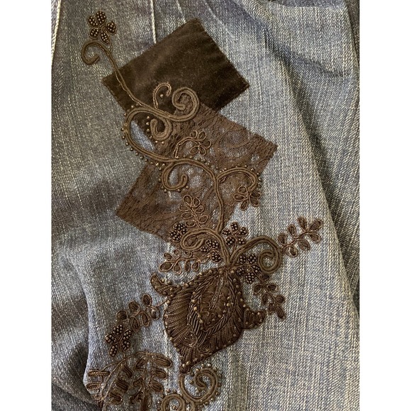 Ralph Lauren Women's Size 12 Jeans Straight Leg Hi Rise Embroidery Velvet Beaded - Picture 8 of 10